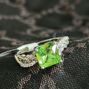 Crystal Peridot and Silver Ring
